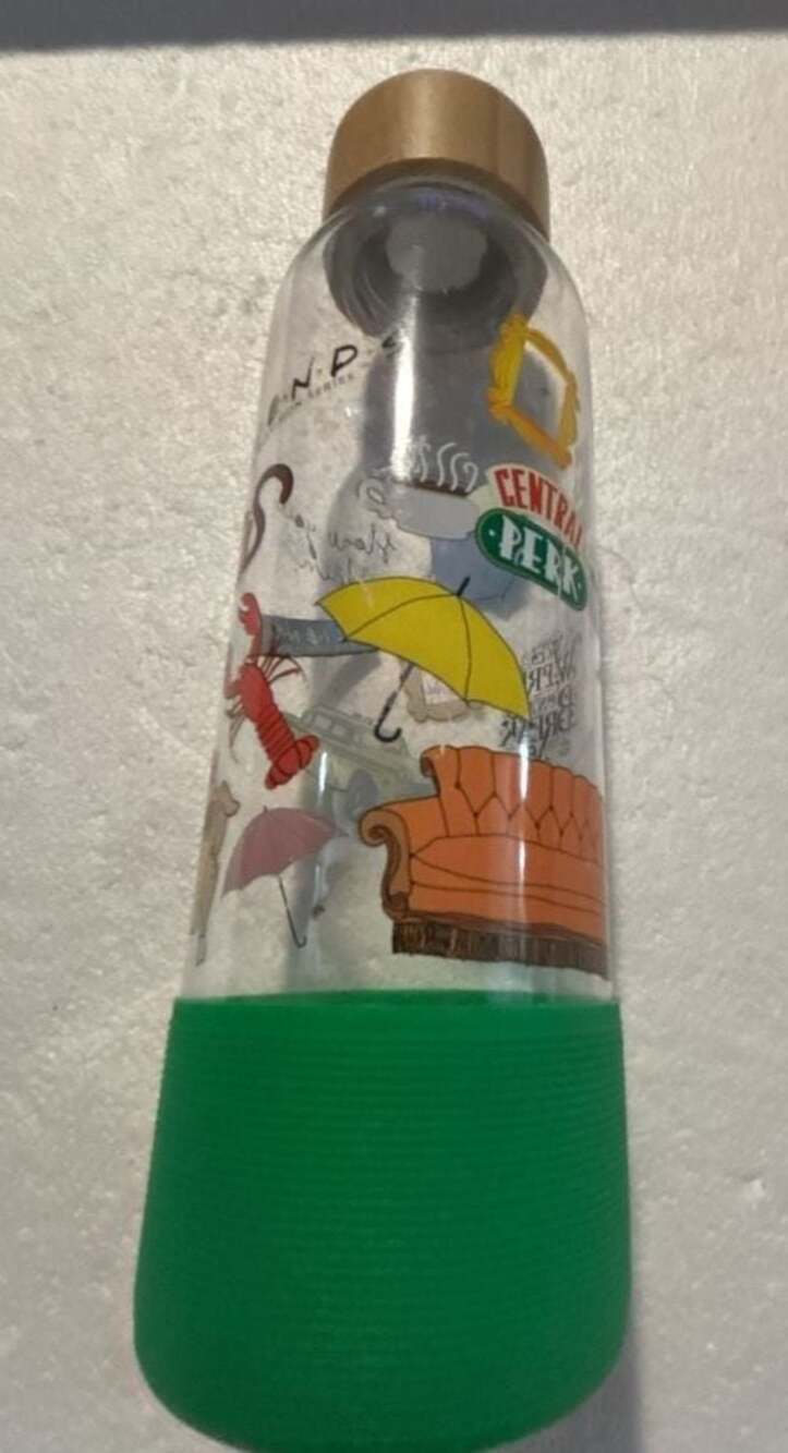 Friends The Television Series Graphic Print Water Bottle with Green Silicone